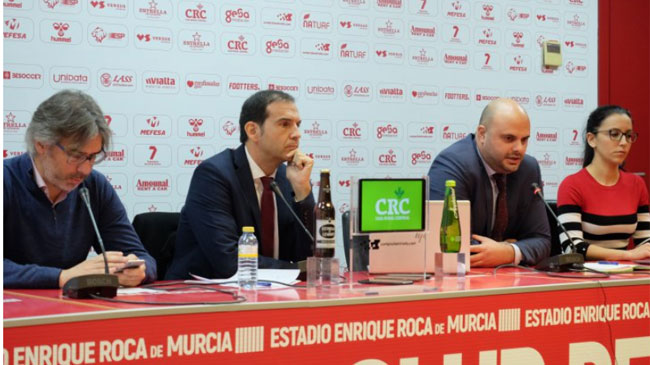 Imagen de la rueda de prensa de este lunes. Foto: Real Murcia