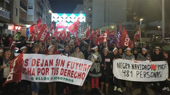 Imagen de la cabecera de la manifestaci&oacute;n. Foto: CC OO