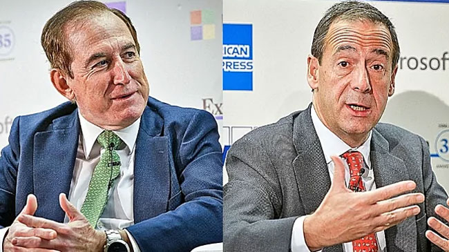 Antonio Huertas, presidente de Mapfre, y Gonzalo Gort&aacute;zar, consejero delegado de CaixaBank