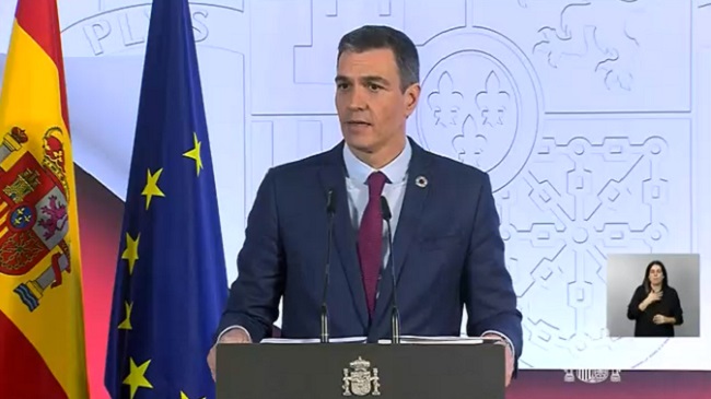Presidente del Gobierno, Pedro S&aacute;nchez, durante el anuncio de las medidas anticrisis